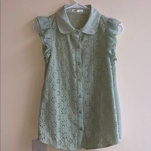 Lake green sleeveless blouse